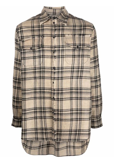 camicia a quadri con bordi a taglio vivo UMA WANG | Camicia | UM1516UW029